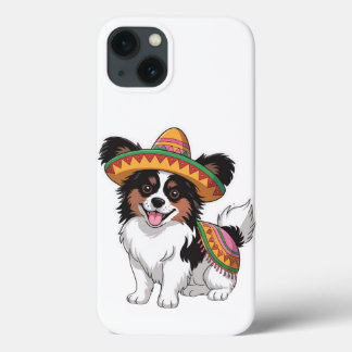 Fiesta Papillon Dog Wearing Sombrero and Sarape iPhone 13 Case