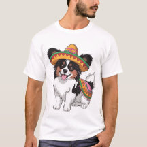 Fiesta Papillon Dog Wearing Sombrero and Sarape