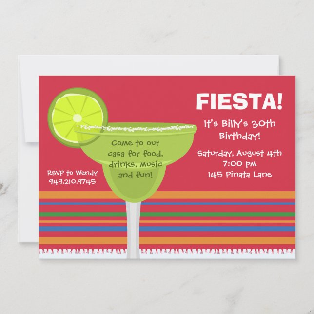Fiesta Party Invitation w/matching Envelopes (Front)