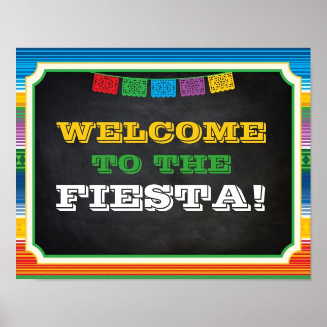 Fiesta Party Sign, Welcome Sign, Mexican Party Poster (Front)