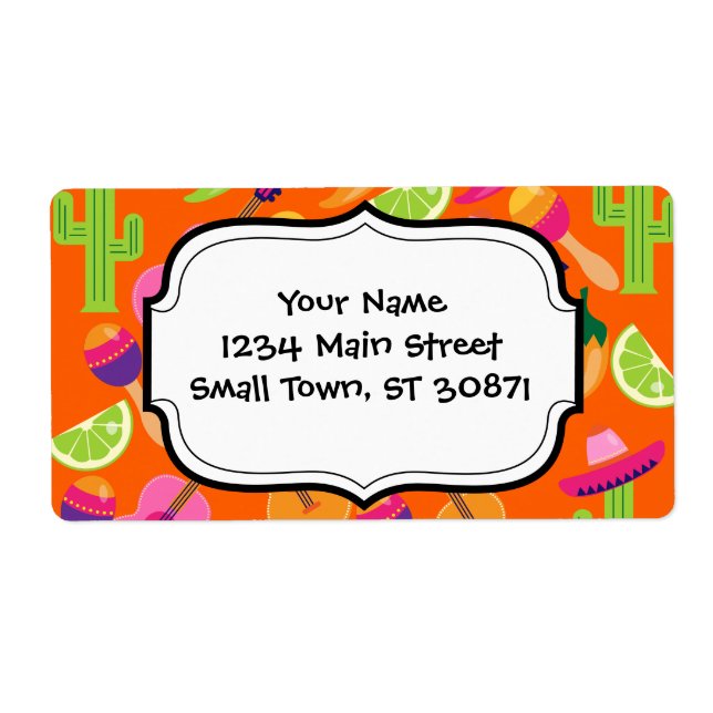 Fiesta Party Sombrero Cactus Limes Peppers Maracas (Front)