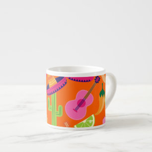 Fiesta Party Sombrero Cactus Limes Peppers Maracas Espresso Cup