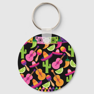 Fiesta Party Sombrero Cactus Limes Peppers Maracas Keychain