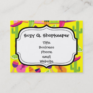 Fiesta Party Sombrero Limes Guitar Maraca Saguaro Business Card