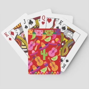 Fiesta Party Sombrero Limes Guitar Maraca Saguaro Playing Cards