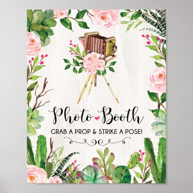 Fiesta Photo Booth Selfie Station Sign Cactus Prop (Front)