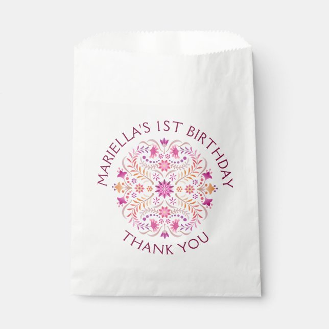 Fiesta Pink Birthday Shower Wedding Favour Bag (Front)
