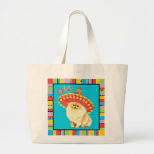 Fiesta Pomeranian Large Tote Bag