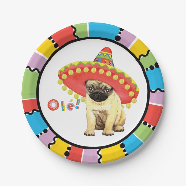 Fiesta Pug Paper Plate (Front)