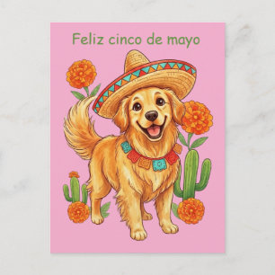 Fiesta Pup Golden Retriever Cinco de Mayo Postcard