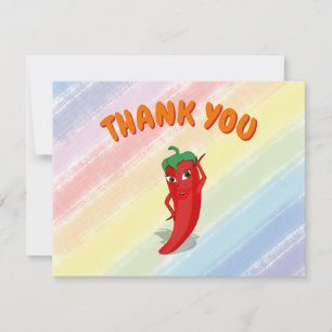 Fiesta Red Hot Pepper Diva Custom Text Rainbow Thank You Card