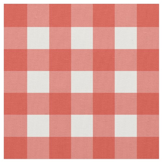 Fiesta Red & White Gingham Check Fabric (Close Up)
