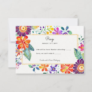 FIESTA RSVP with QR Code Folkart Flowers
