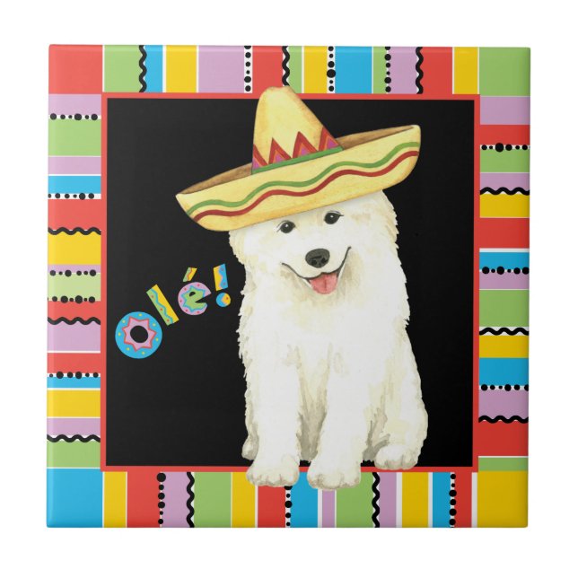 Fiesta Samoyed Ceramic Tile (Front)