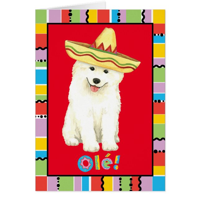 Fiesta Samoyed Greeting Card (Front)