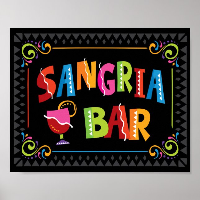 Fiesta SANGRIA BAR Party Sign Print (Front)