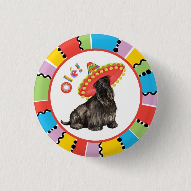 Fiesta Scottish Terrier 1 Inch Round Button (Front)