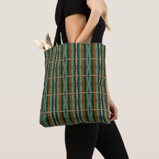 Fiesta Serape Stripes Ethnic Pattern Teal Tote Bag