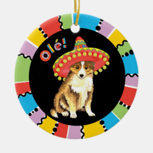 Fiesta Sheltie Ceramic Ornament