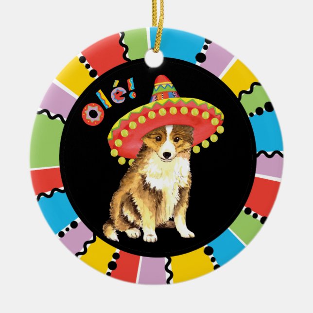 Fiesta Sheltie Ceramic Ornament (Front)