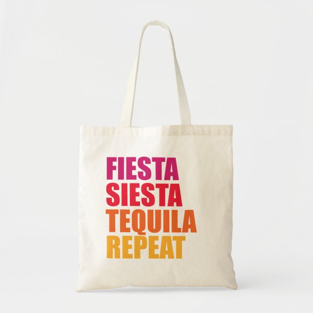 Fiesta, Siesta,Tequila Bachelorette Vacation Tote Bag (Front)