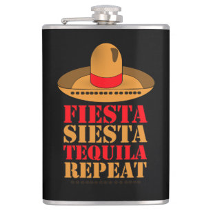 Fiesta Siesta Tequila Repeat Hip Flask