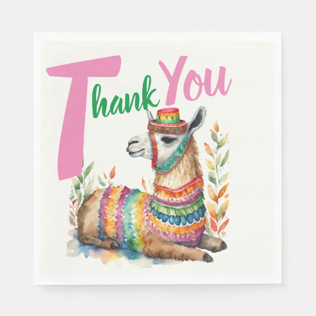Fiesta Sinorita Baby Girl Shower Partyware Llama Napkin (Front)