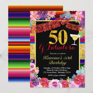 Fiesta Spanish 50 and Fabulous Birthday Invitation