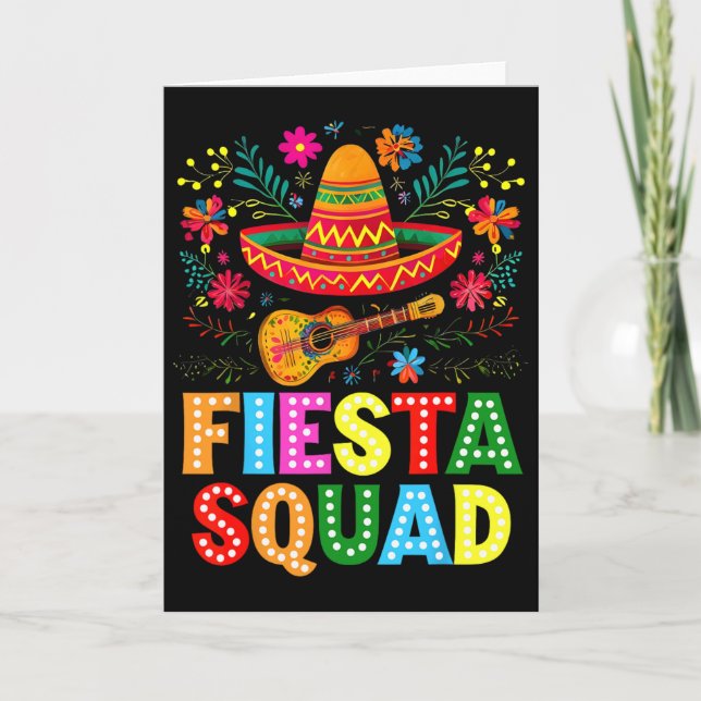 Fiesta Squad Cinco De Mayo Let's Fiesta Mexican Me Card (Front)