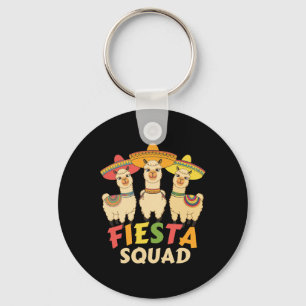 Fiesta Squad Cinco De Mayo Llama Let's Fiesta Mexi Keychain