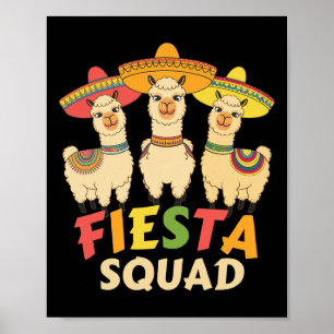 Fiesta Squad Cinco De Mayo Llama Let's Fiesta Mexi Poster