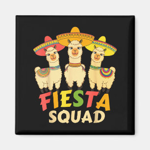 Fiesta Squad Cinco De Mayo Llama Lets Fiesta Mexic Magnet