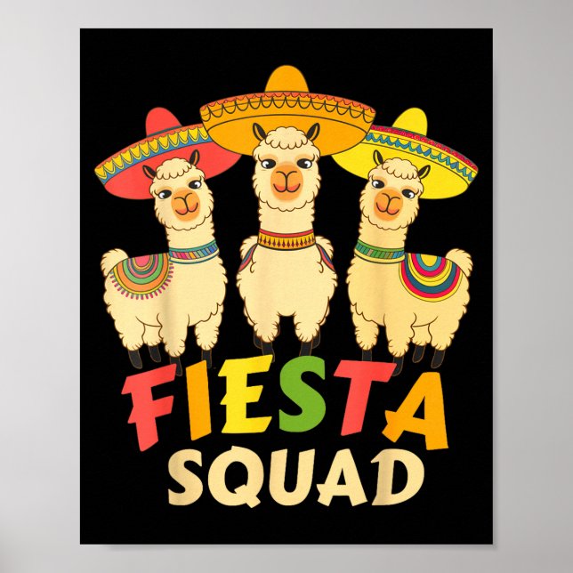 Fiesta Squad Cinco De Mayo Llama Lets Fiesta Mexic Poster (Front)
