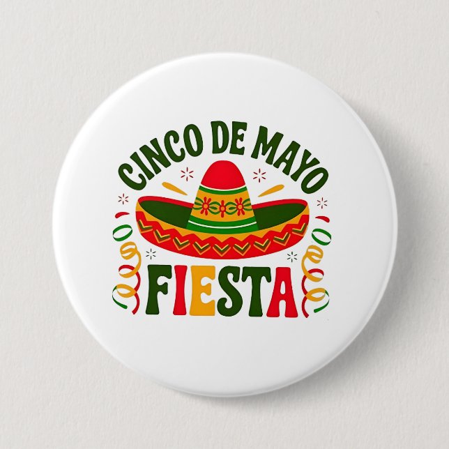 Fiesta Squad Cinco De Mayo Mexican Sombrero  3 Inch Round Button (Front)