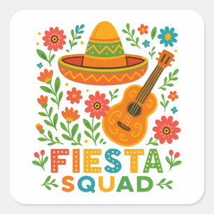 Fiesta Squad – Colorful Party Vibes Square Sticker