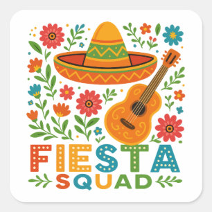 Fiesta Squad – Colorful Party Vibes Square Sticker