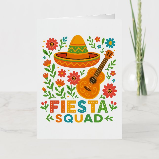 Fiesta Squad – Colourful Party Vibes Foil Greeting Card (Front)