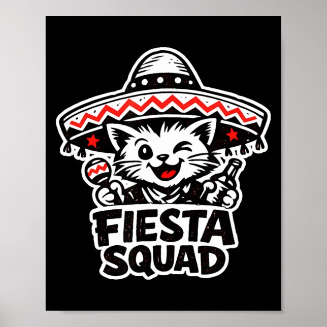 Fiesta squad fun cat cinco de mayo design mexicanF Poster (Front)