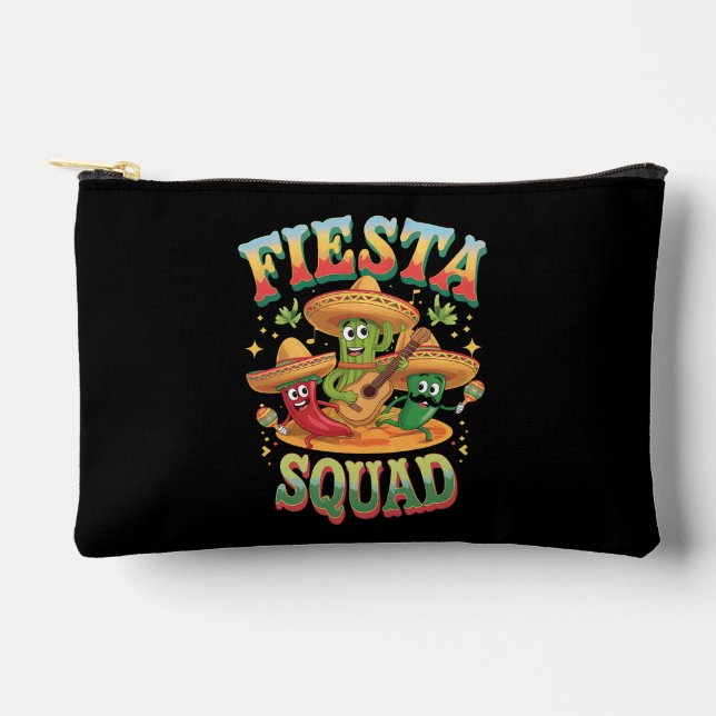Fiesta Squad Funny Cinco De Mayo Mexican Party Accessory Pouch (Front)