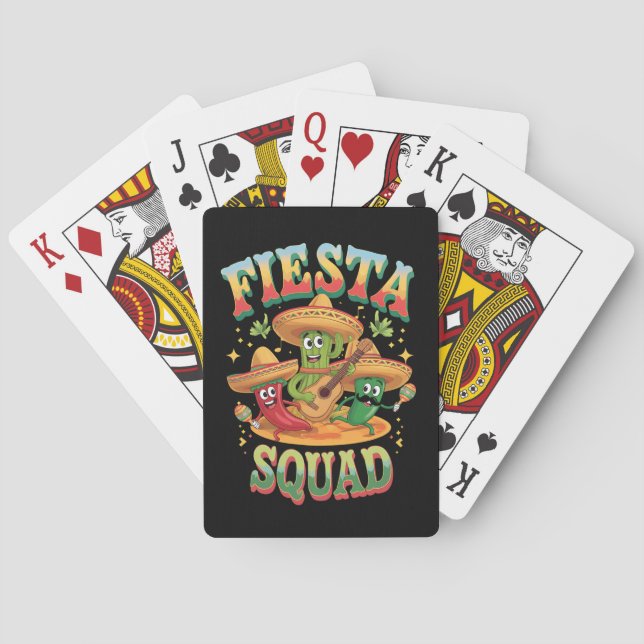 Fiesta Squad Funny Cinco De Mayo Mexican Party Playing Cards (Back)