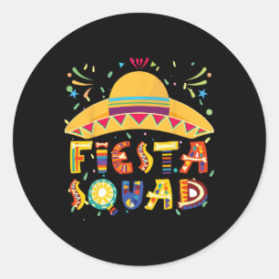 Fiesta Squad Mexico Fiesta Taco Guitar Cinco De Ma Classic Round Sticker