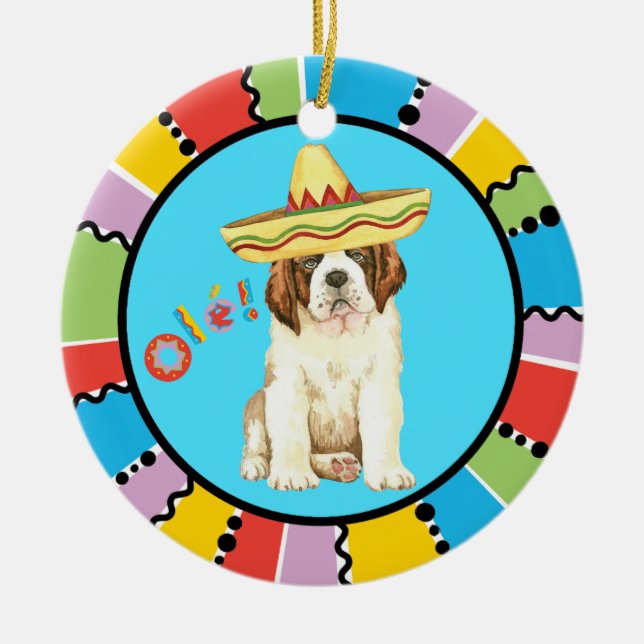Fiesta St Bernard Ceramic Ornament (Front)