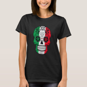 Fiesta Sugar Skull Rose Calavera Mexican Flag Cinc T-Shirt