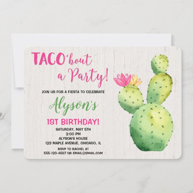 Fiesta taco à propos d'une invitation de fête d'an (Devant)