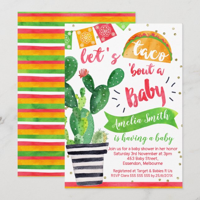 Fiesta Taco Baby Shower Invitation (Front/Back)