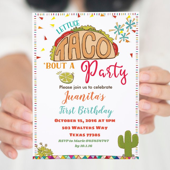 Fiesta Taco Birthday Invitation gender neutral (Creator Uploaded)