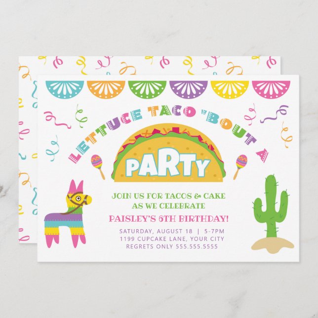 Fiesta Taco Birthday Party Invitation (Front/Back)