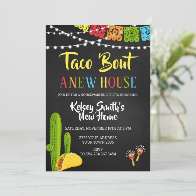 Fiesta Taco Bout A New House Housewarming Party Invitation (Standing Front)