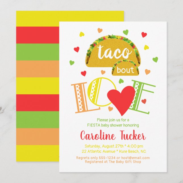 Fiesta Taco Bout Amour Baby shower Invitation (Devant / Derrière)