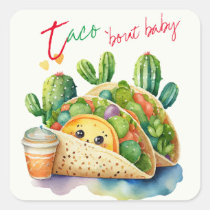 Fiesta Taco 'bout Baby Shower Cute Fun Modern Square Sticker